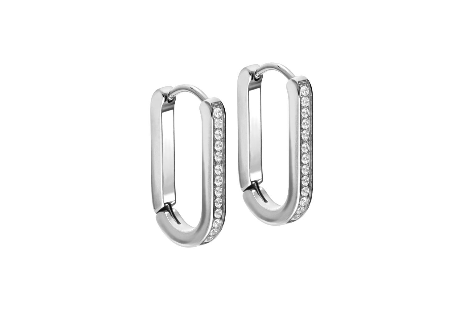 Chirurgenstahl Ohrclicker Creolen OVAL + EINGEFASSTE KRISTALLE von Piercingline